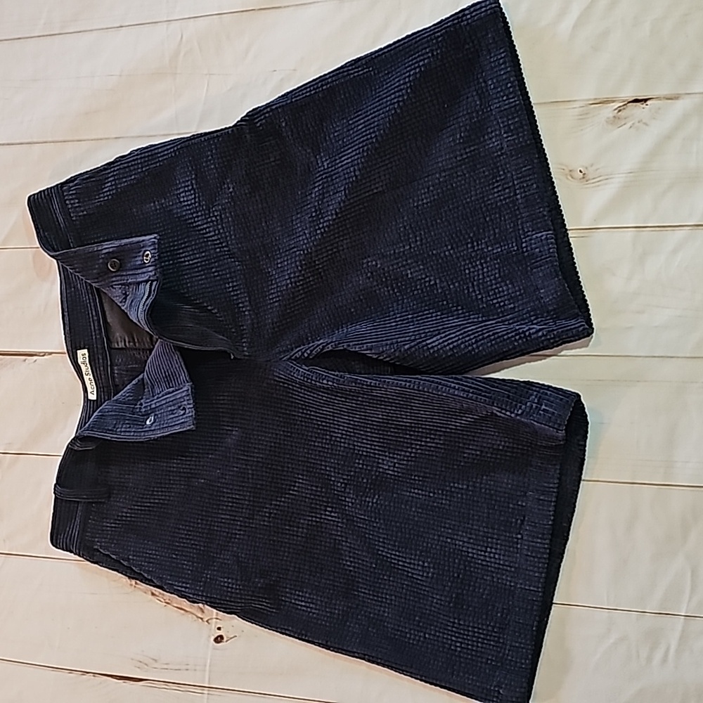 Acne Studios Mens Navy Blue Cotton Corduroy Shorts Size 52